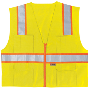 MCR Safety SURVL Class 2 Lime Surveyor Vest, 3XL