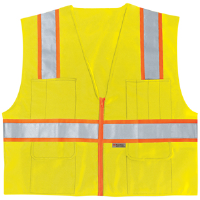 MCR Safety SURVL Class 2 Lime Surveyor Vest, L