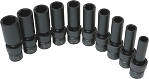 Sunex 3660 10 Pc. 3/8&#34; Deep Metric Universal Impact Socket Set