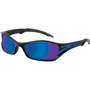 MCR Safety TB148B Tribal&#153; Safety Glasses,Onyx/Blue Tattoo,Blue Diamond Mirror