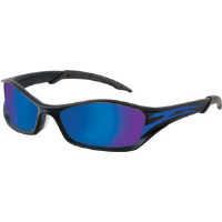 MCR Safety TB148B Tribal™ Safety Glasses,Onyx/Blue Tattoo,Blue Diamond Mirror