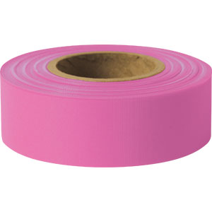 Presco TFPG Taffeta Roll Flagging, Pink Glo, 1-3/16&#34; x 150&#39;, 12/Case