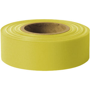 Presco TFY Taffeta Roll Flagging, Yellow, 1-3/16&#34; x 300&#39;, 12/Case