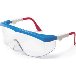 MCR Safety TK130 Tomahawk&reg; Eyeglasses,Red/White/Blue,Clear