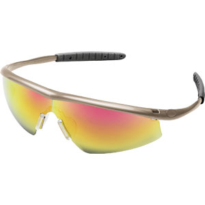 MCR Safety TM13R Tremor&reg; Protective Glasses,Taupe Frame,Fire Mirror