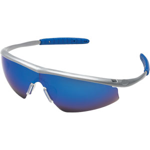 MCR Safety TM148B Tremor&reg; Protective Glasses,Steel Frame,Blue Diamond Mirror