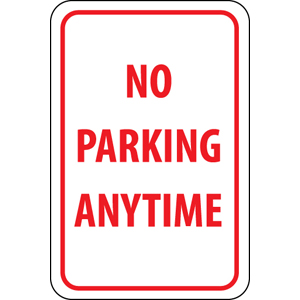 National Marker TM2H &#34;No Parking Anytime&#34; Sign, .063 Alum.