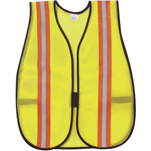 MCR Safety V200R Lime Safety Vest w/ Reflective Striping MCR Safety V200R Lime Safety Vest w/ Reflective Striping