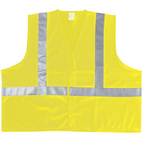 MCR Safety VA320R Lime Polyester Safety Vest w/ Silver Stripes, L