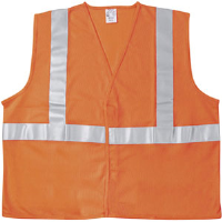 MCR Safety VA321R Orange Polyester Safety Vest w/ Silver Stripes, L