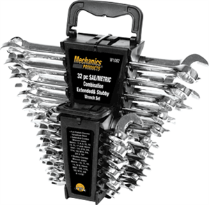 Performance Tool W1082 32 Pc. SAE/Metric Extended &amp; Stubby Wrench Set