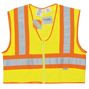 MCR Safety WCCL2LFR Flame Resistant, Zipper Lime Safety Vest, L