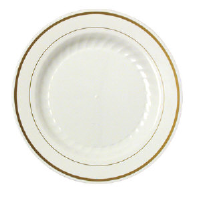 WNA Inc. MP10IPREM Masterpiece™ Premiere Plastic Plates, Ivory/Gold, 10.25 Inch