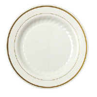 WNA Inc. MP6IPREM Masterpiece™ Premiere Plastic Plates, Ivory/Gold, 6 Inch