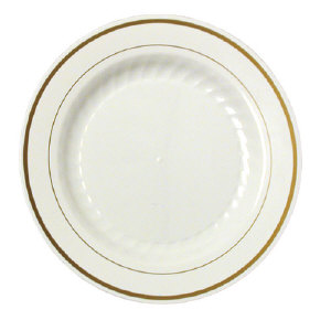 WNA Inc. MP75IPREM Masterpiece™ Premiere Plastic Plates, Ivory/Gold, 7.5 Inch WNA Inc. MP75IPREM Masterpiece™ Premiere Plastic Plates, Ivory/Gold, 7.5 Inch