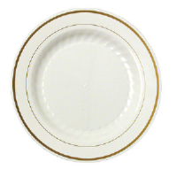 WNA Inc. MP9IPREM Masterpiece™ Premiere Plastic Plates, Ivory/Gold, 9 Inch